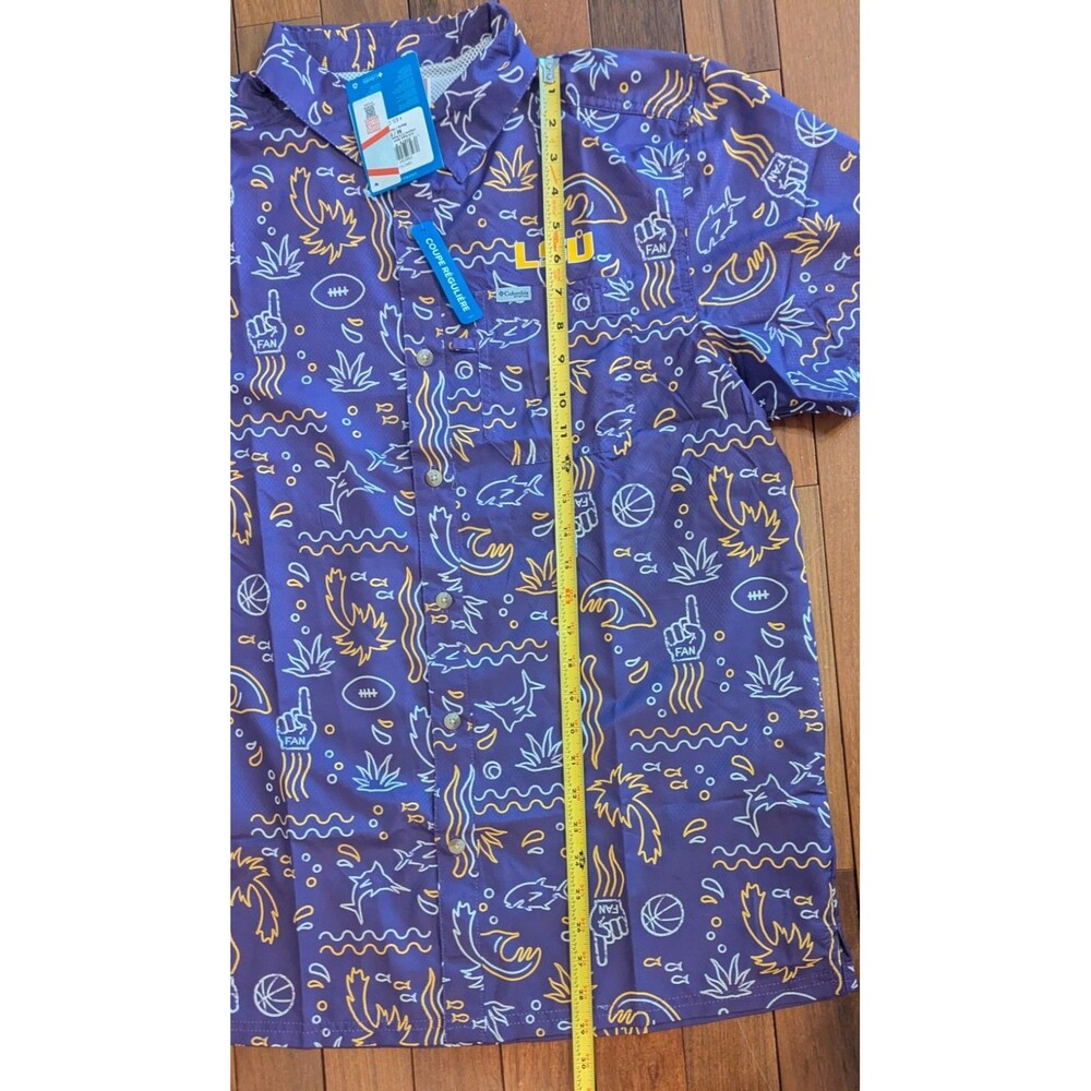 Columbia Louisiana Tugers LSU Super Slack Button Down Shirt Mens Med NWT - Picture 3 of 6